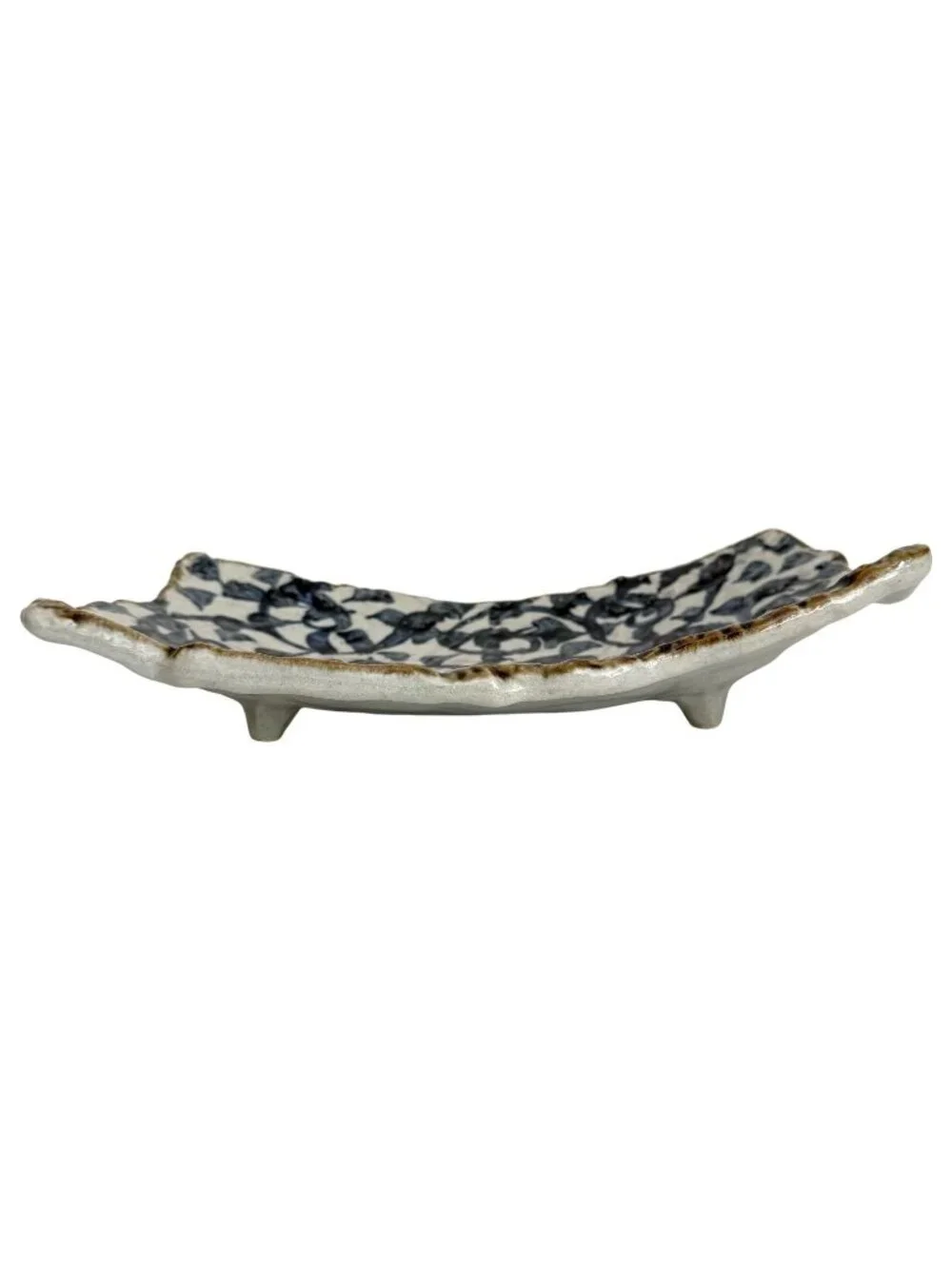 Japanese Long Dish Octopus Arabesque Blue White Ceramic Rectangular Plate‎